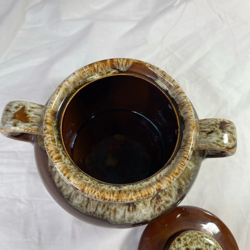 Vintage Brown Drip Bean Pot